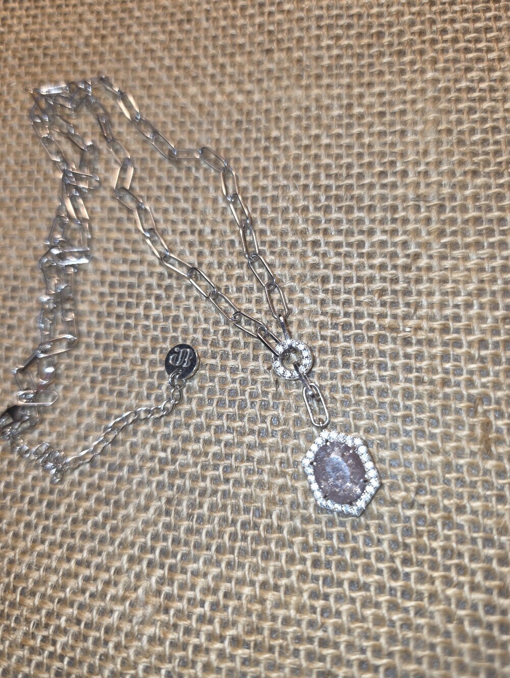 Bomb Party Sterling Hexagon Ice Crystal Pendant Necklace